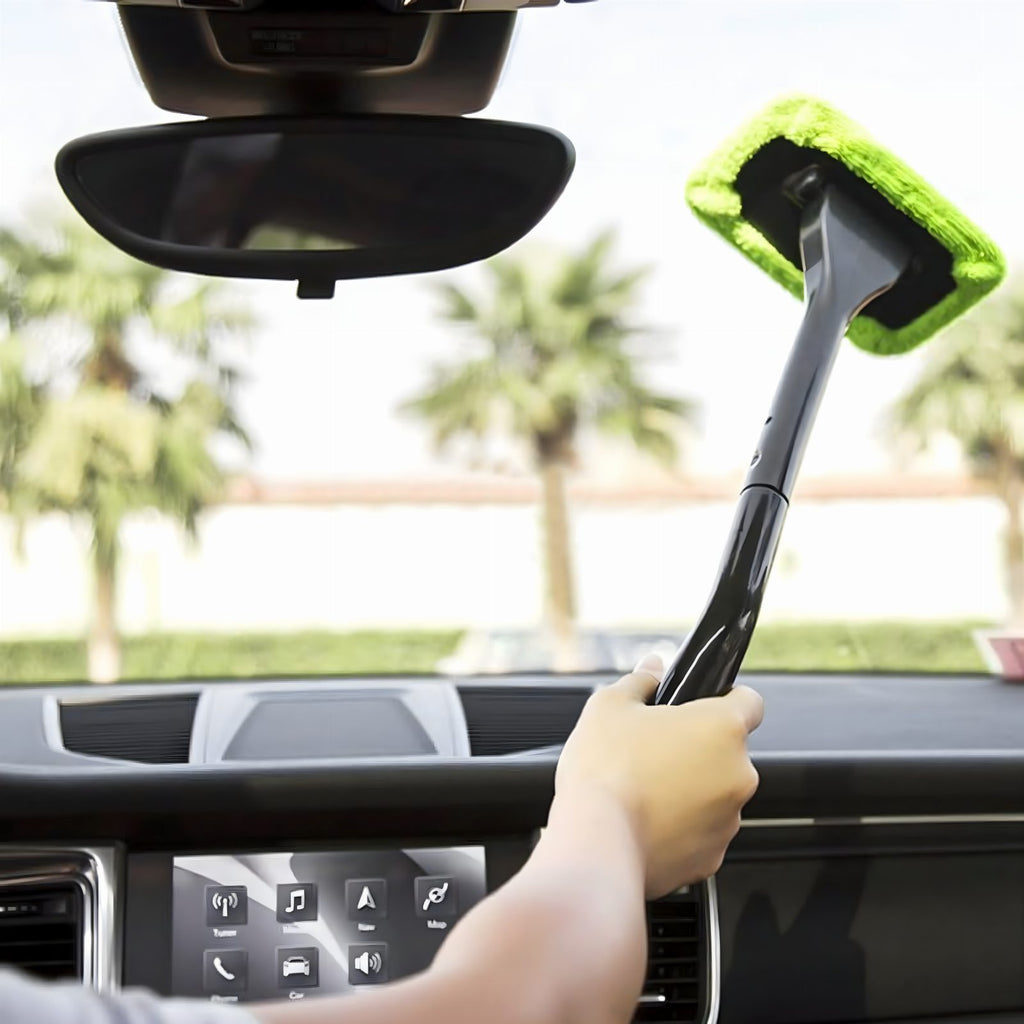 Auto ja koduakna puhastushari mikrokiu ja pika varrega