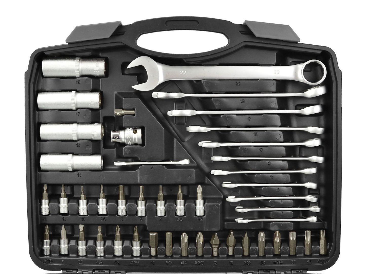 Socket Set with Ratchets, Adapters and Extensions, 1/2 and 1/4 in. Drive, 94 pcs