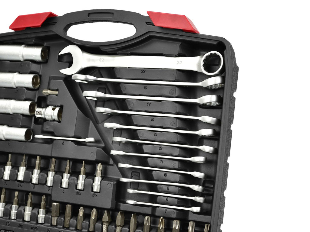 Socket Set with Ratchets, Adapters and Extensions, 1/2 and 1/4 in. Drive, 94 pcs