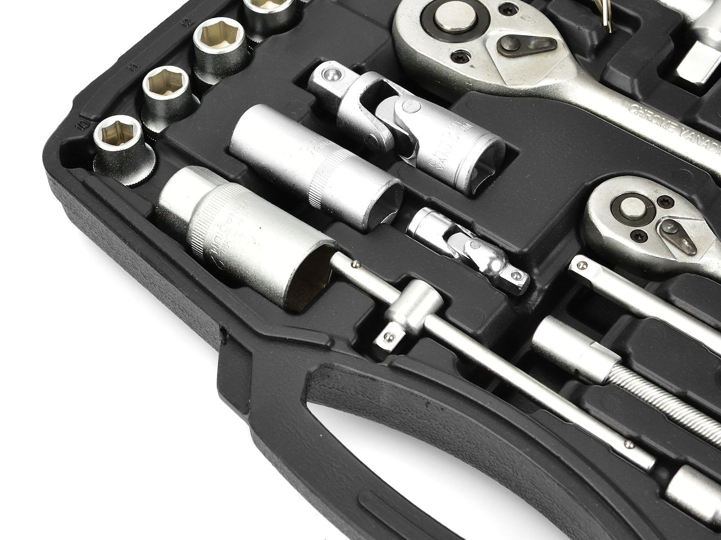 Socket Set with Ratchets, Adapters and Extensions, 1/2 and 1/4 in. Drive, 94 pcs