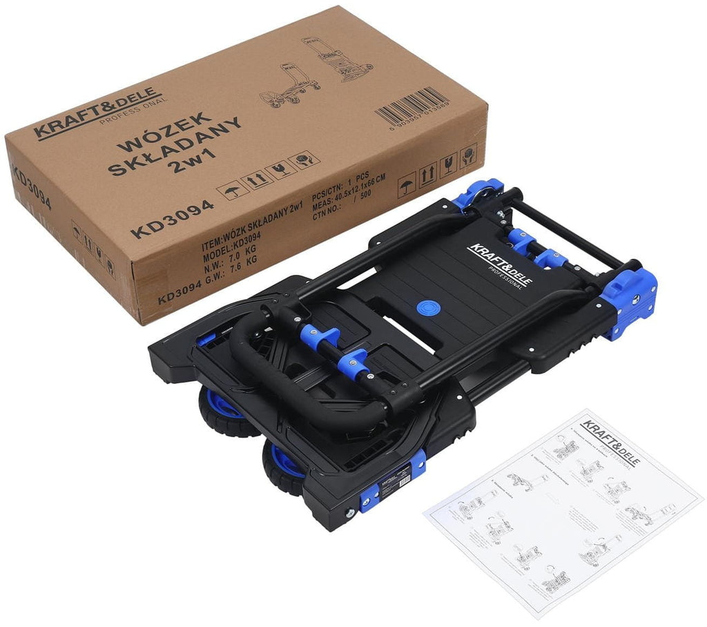 2-in-1 folding transport warehouse trolley 150kg KD3094