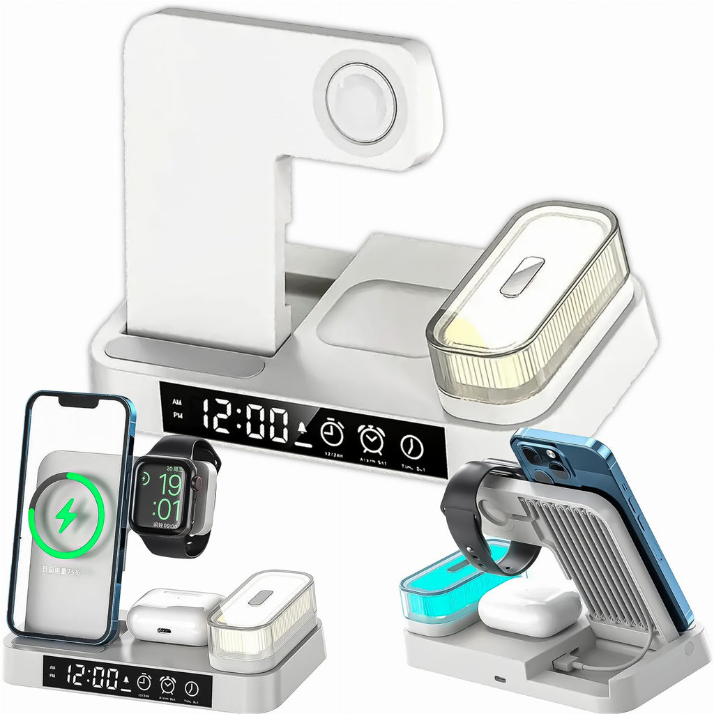 Wireless Charging Station 4-in-1 15W QI with Night Lamp White