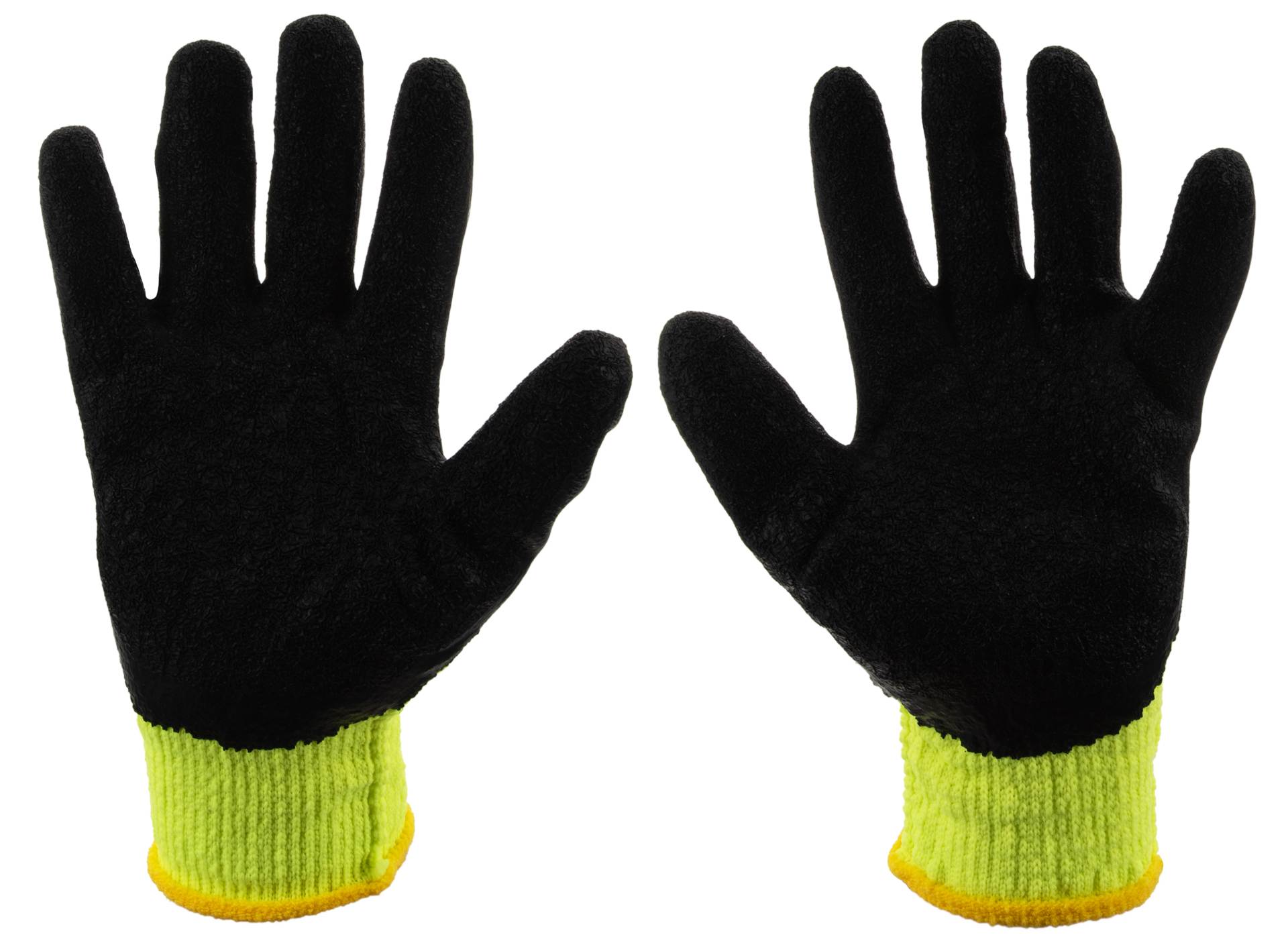 Acrylic liner, crinkle latex-coated winter glove, green, size 10 – Pack of 12
