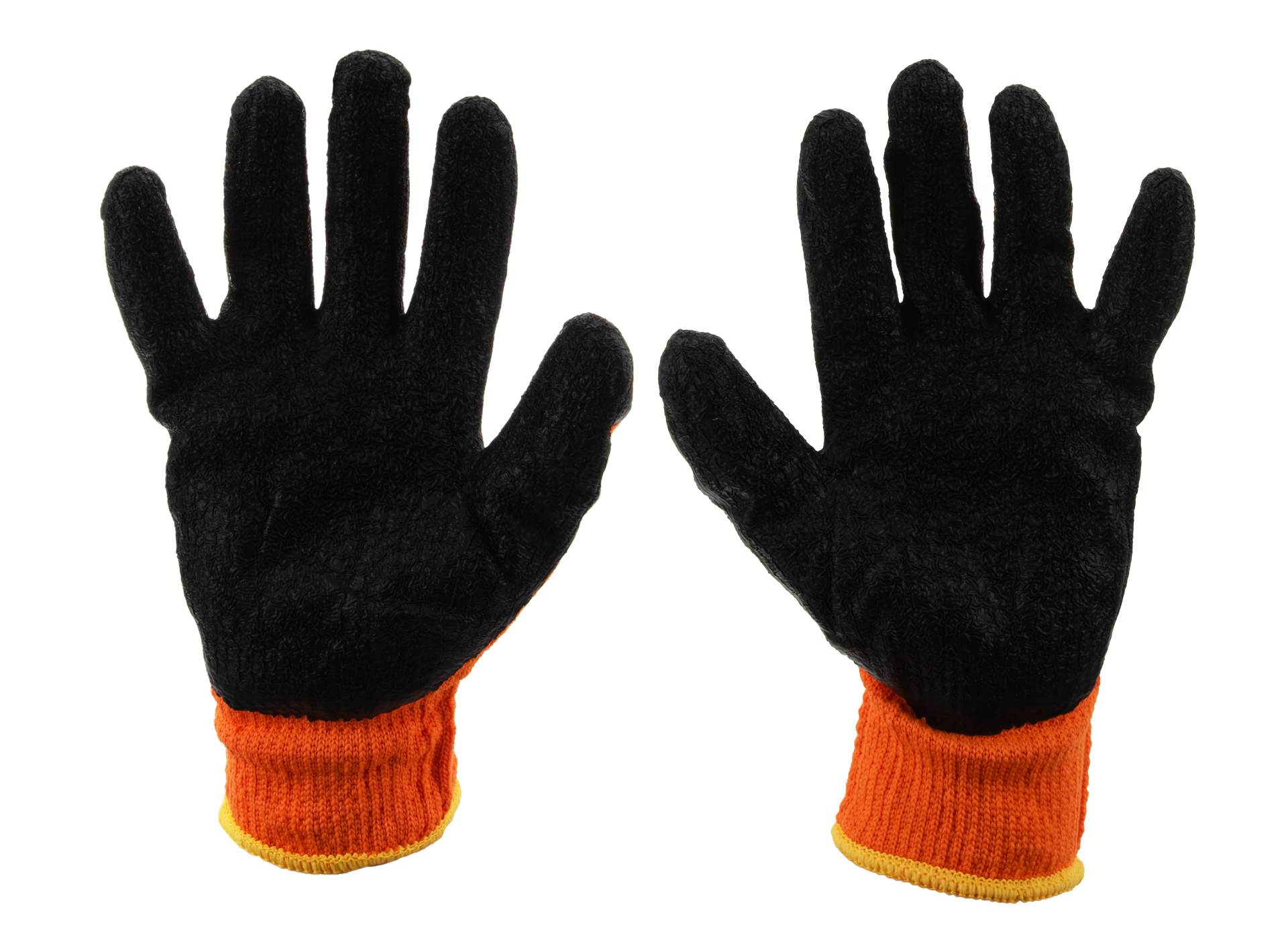 Acrylic-liner crinkle latex-coated winter glove, ORANGE, size 9 – Pack of 12