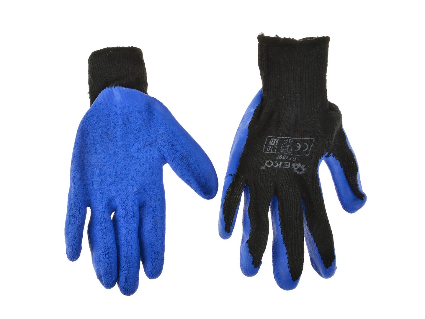 Acrylic liner, crinkle, latex-coated glove for winter — BLUE, size 10 – Pack of 12