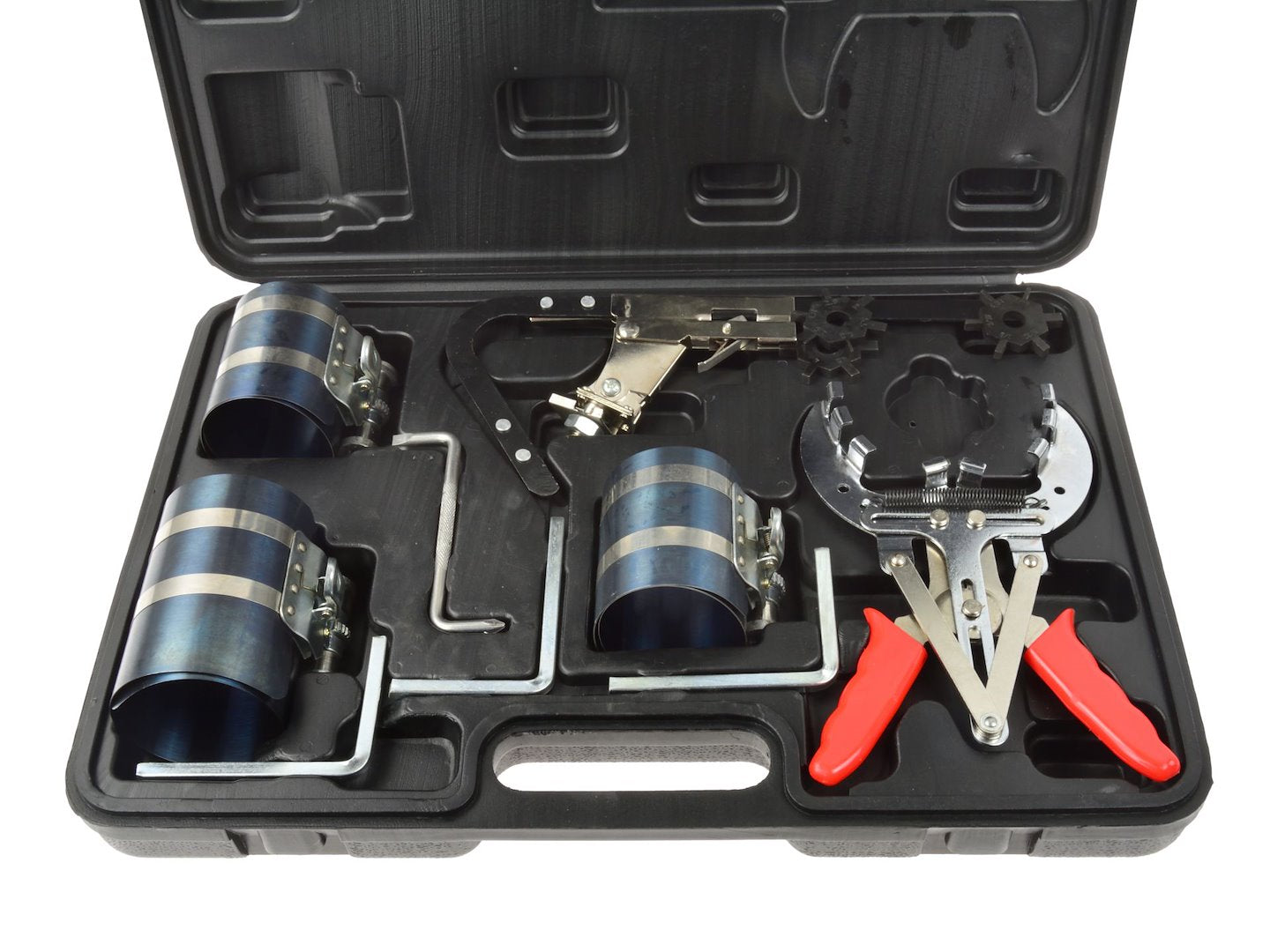 Piston Ring Compressor Tool Set with Ratchet Key 3", 3.5", 4"