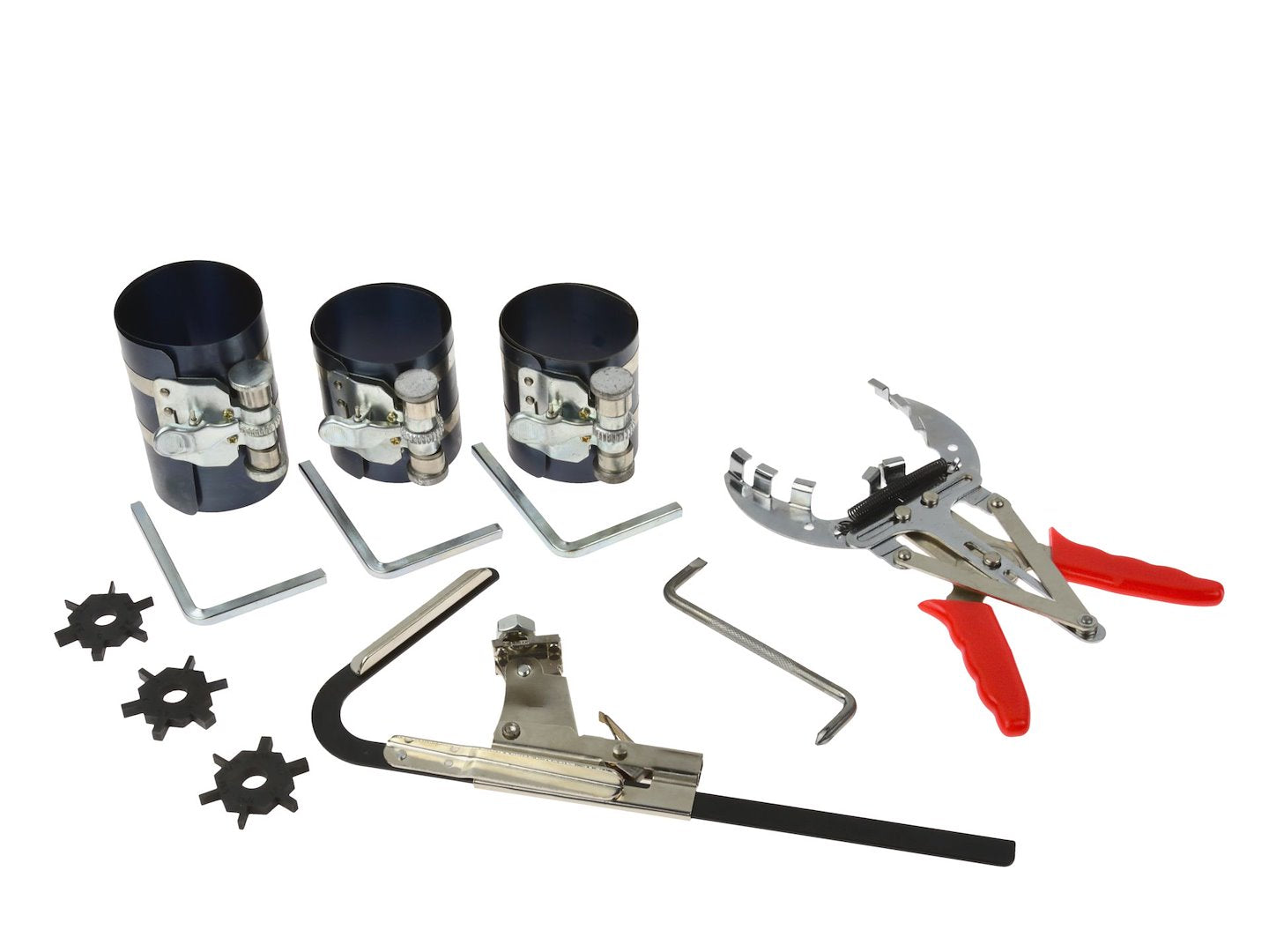 Piston Ring Compressor Tool Set with Ratchet Key 3", 3.5", 4"