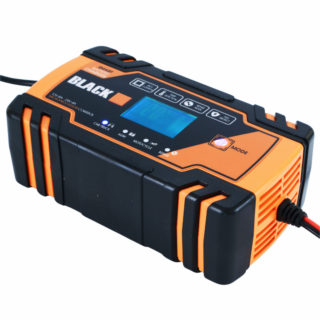 Automaatne autode akulaadija parandamisfunktsiooniga 12V ja 24V akudele