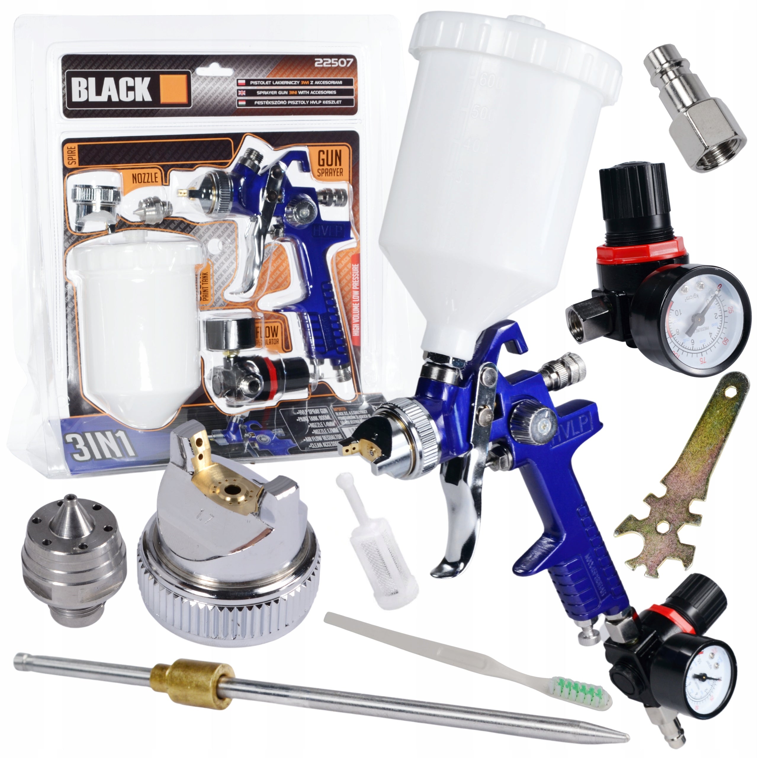 HVLP värvipihustuspüstol 1.4mm ja 1.7mm düüsidega, tasuta lahusti