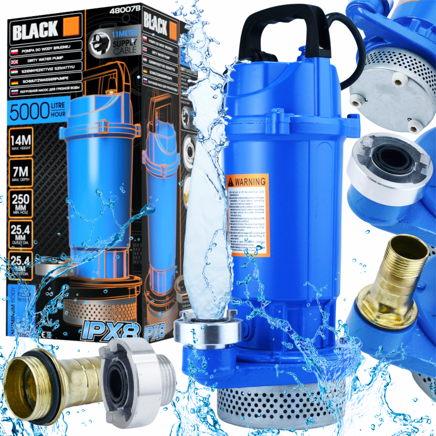 Määrdunud ja puhta vee pumba filter 2000W Black