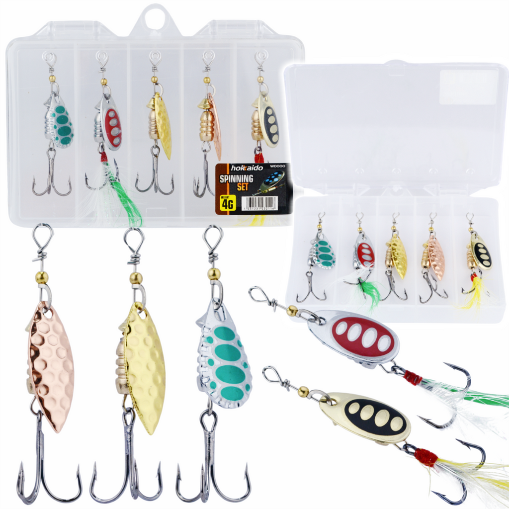 5 tk mitmevärvilised 4g Hokkaido spinninglandid karbis