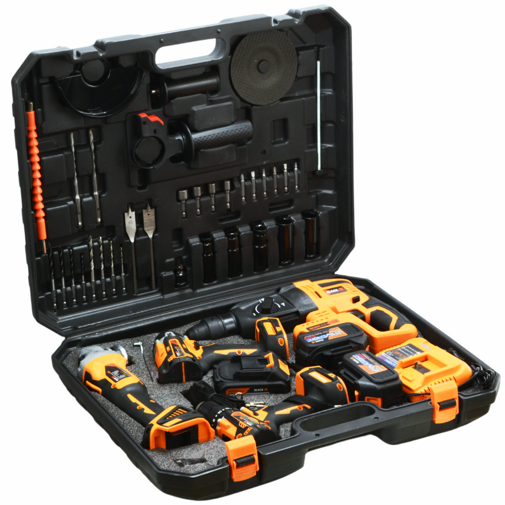 3X 4Ah 21V 4-ühes juhtmevaba tööriistakomplekt: haamer, ketaslõikur, kruvikeeraja, mutrivõti