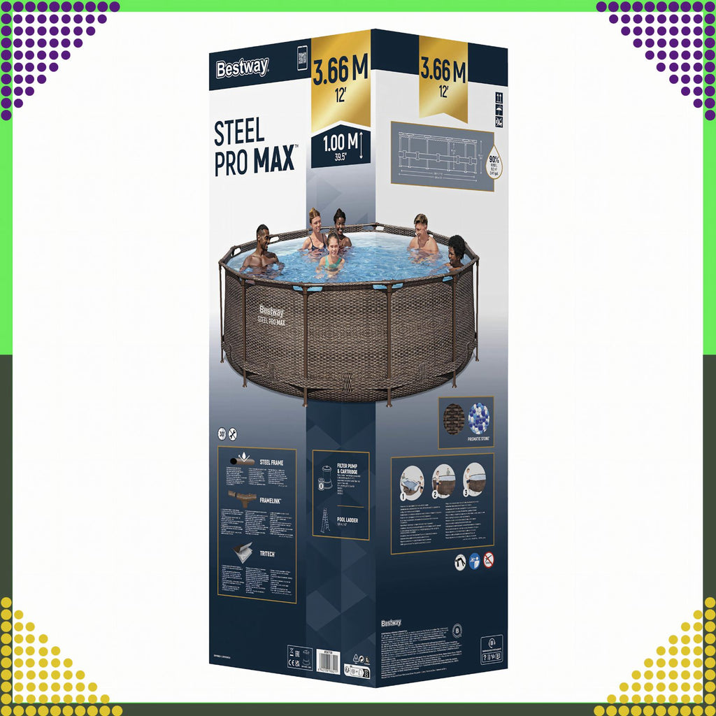 Bestway Steel Pro Max ümmargune karkassbassein 366 × 100 cm 56709