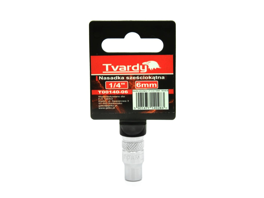 Hex socket, 6-pt, 1/4" - 6 mm
