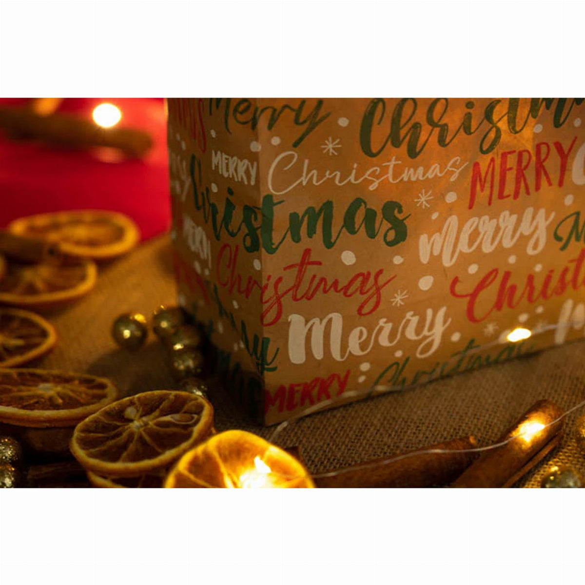 Beige Merry Christmas Gift Bags 25 pcs