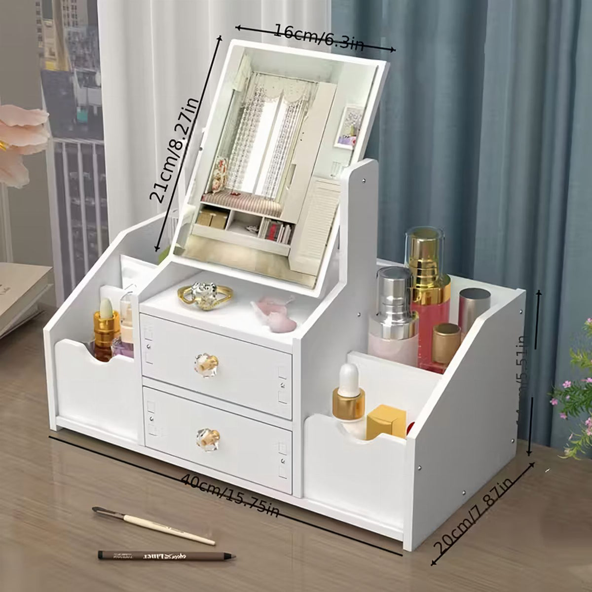 Glamour peegli ja kosmeetikaorganiseerijaga ehtekarp RC-K-2096