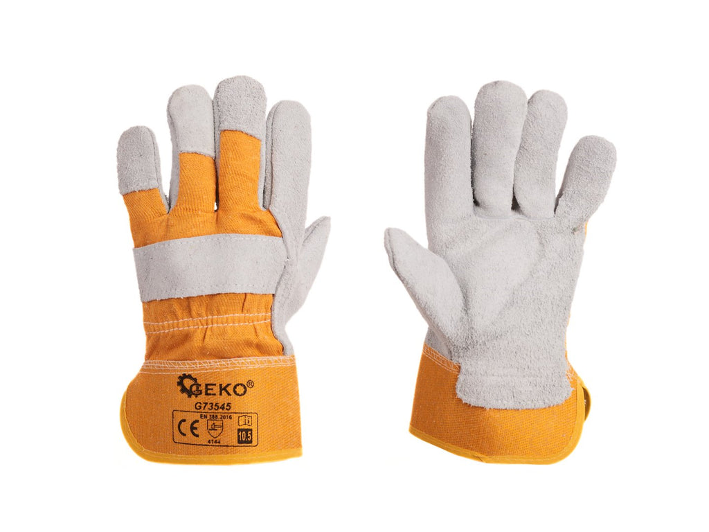 Leather gloves with polyester back – Pack of 12