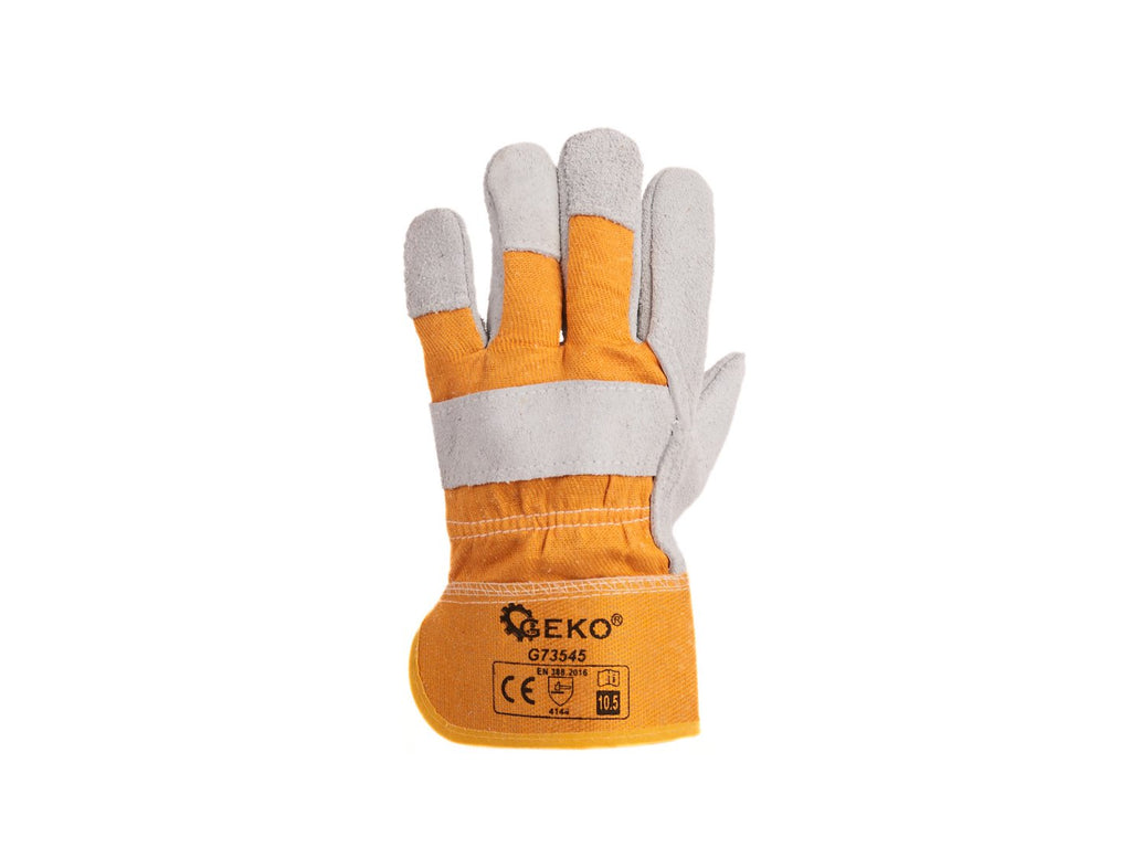 Leather gloves with polyester back – Pack of 12