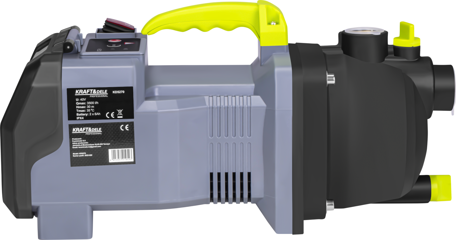 Cordless garden pump 3500L/h 2x6Ah + charger KD5270