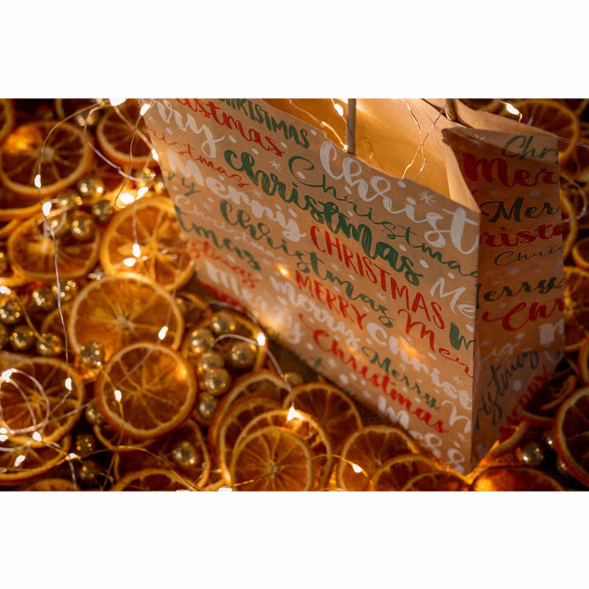 Beige Merry Christmas Gift Bags 25 pcs