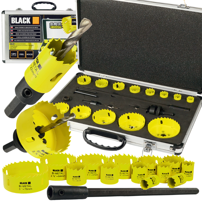 Professionaalne 17-osaline Black bimetallist trelliotsakute komplekt täpseks puurimiseks