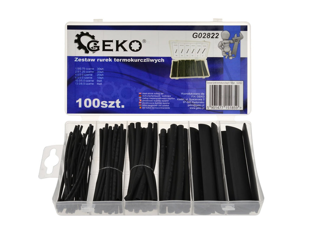 Assorted Heat-Shrink Tubing Kit, Black, 100 pcs