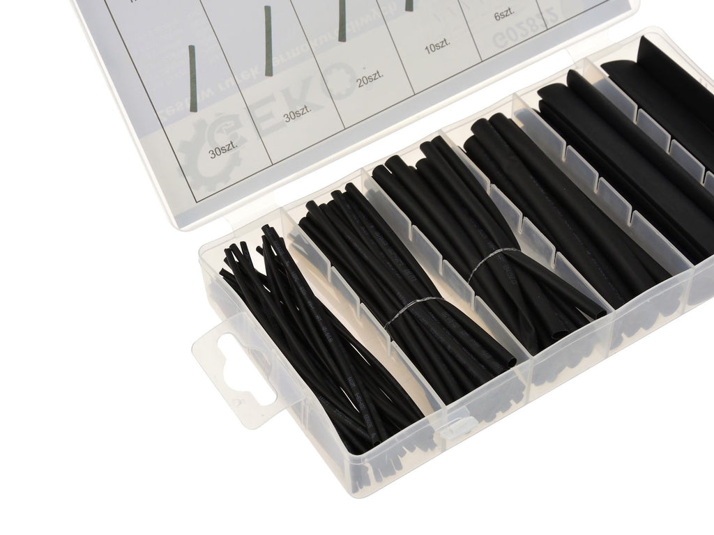 Assorted Heat-Shrink Tubing Kit, Black, 100 pcs