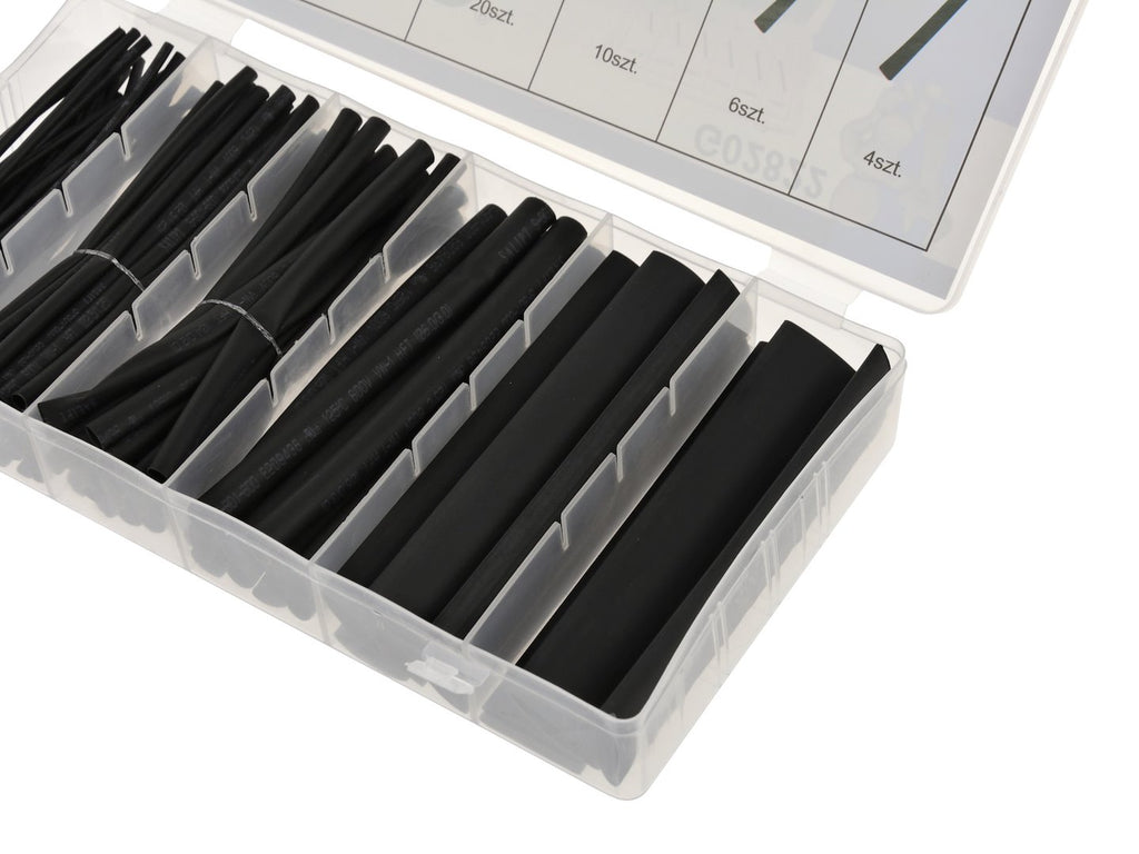 Assorted Heat-Shrink Tubing Kit, Black, 100 pcs