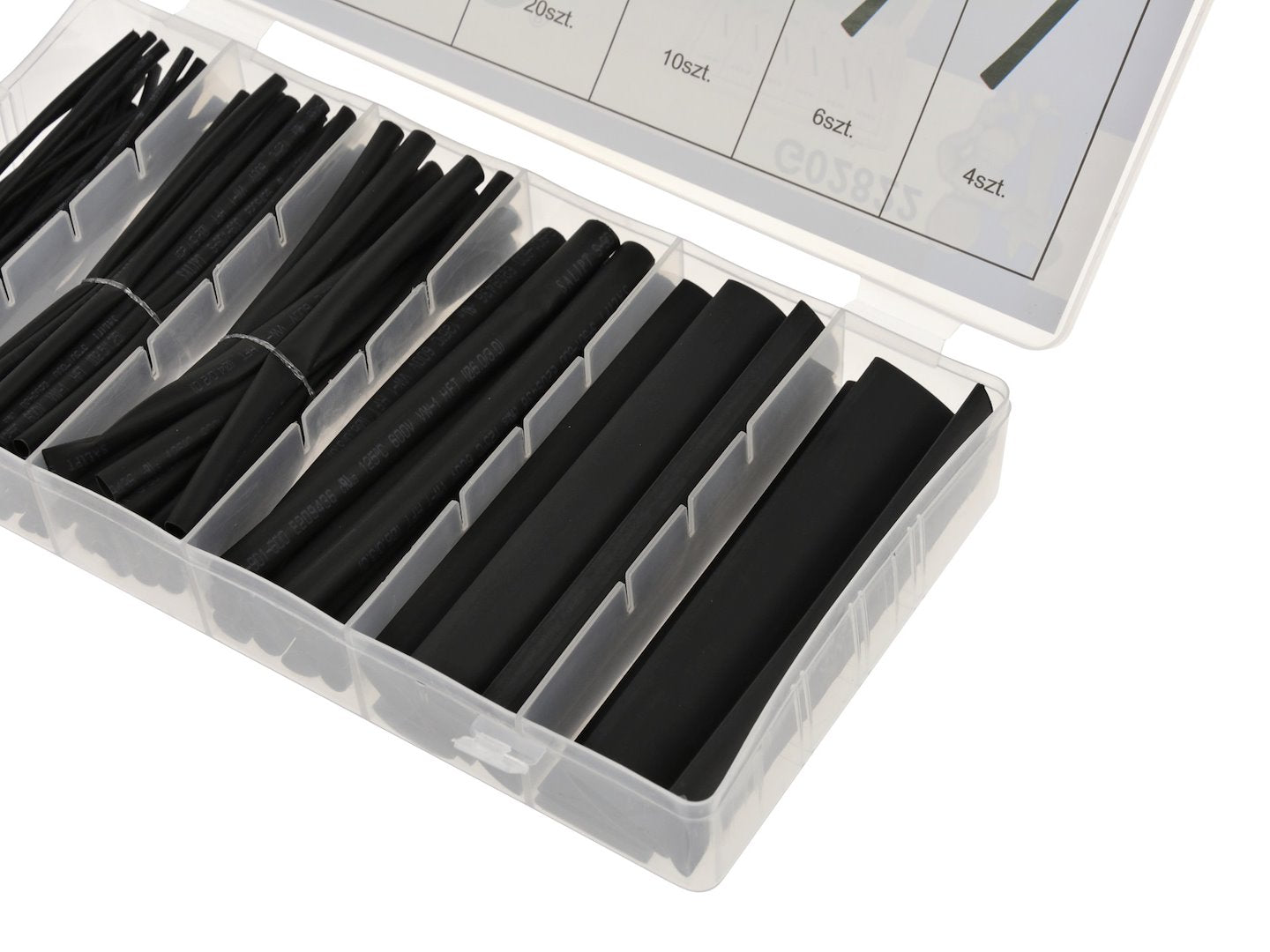 Assorted Heat-Shrink Tubing Kit, Black, 100 pcs