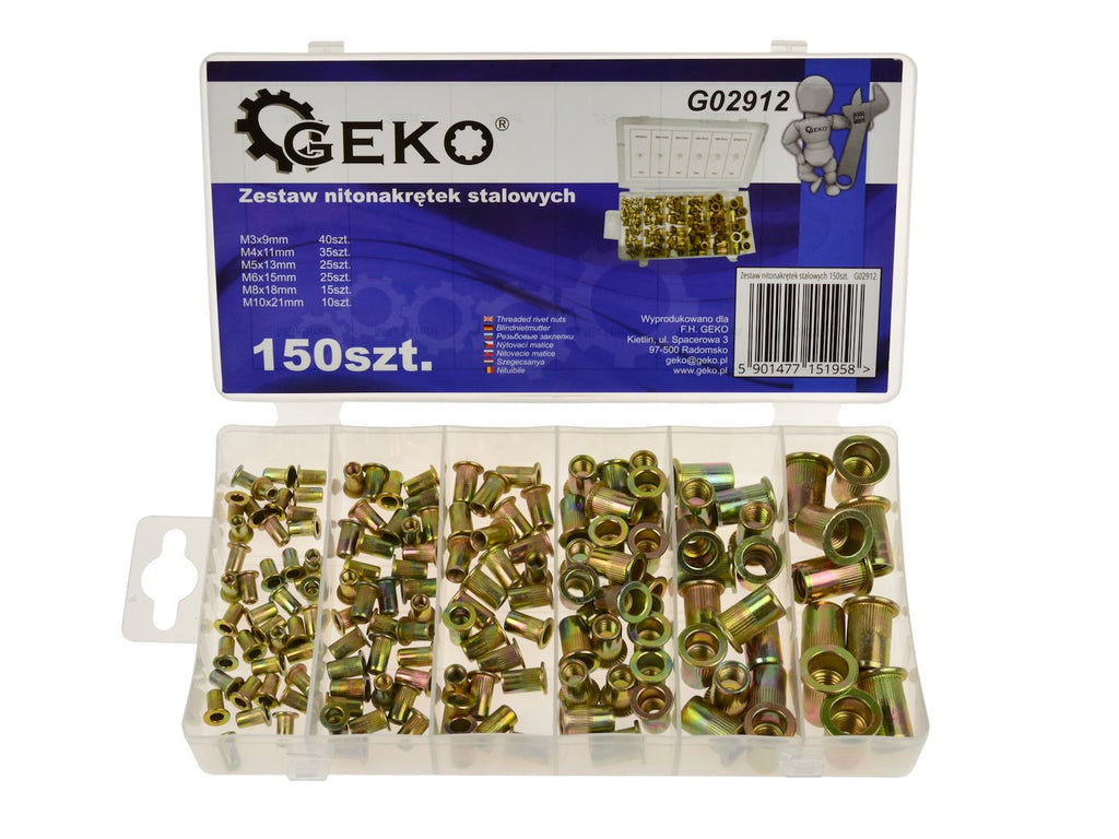 Steel Rivet Nuts Assortment, 150 pc