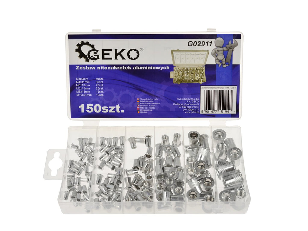 150 pcs Aluminium Rivet Nuts Assortment