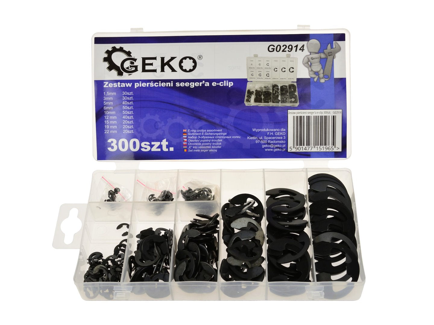 300 pcs E-Clip Stainless Steel External Retaining Ring Assortment Set