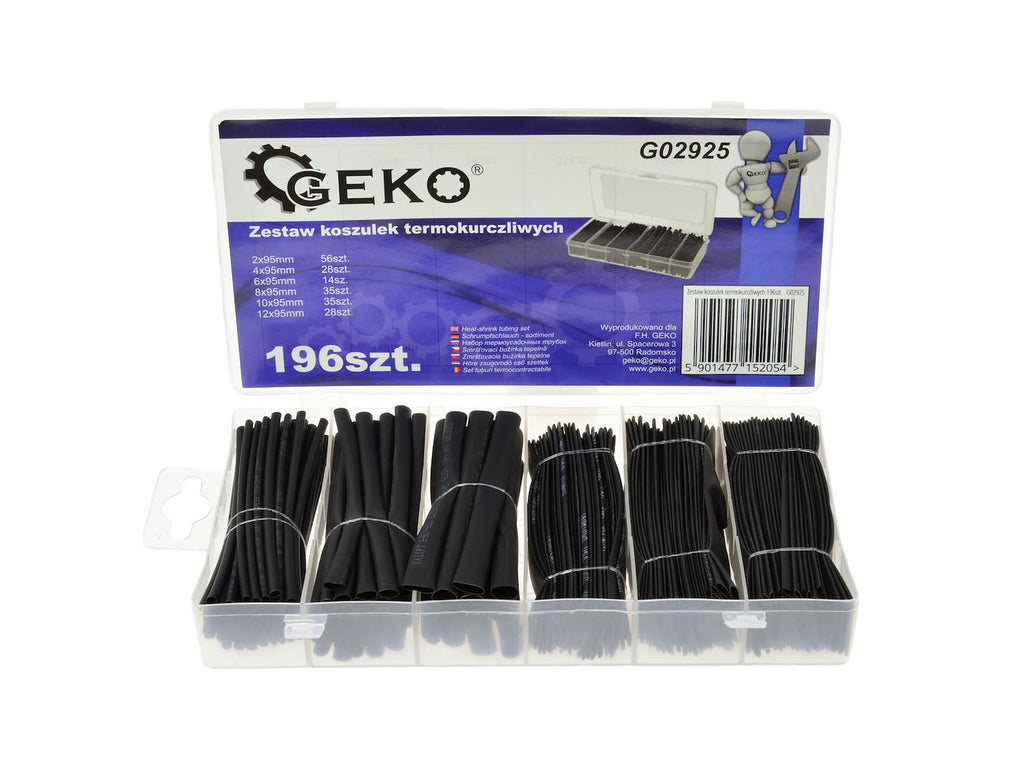 Assorted Black Heat-Shrink Tubing Kit, 196 pcs