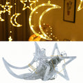 3m LED Star and Moon Curtain String Lights for Christmas Window Decoration