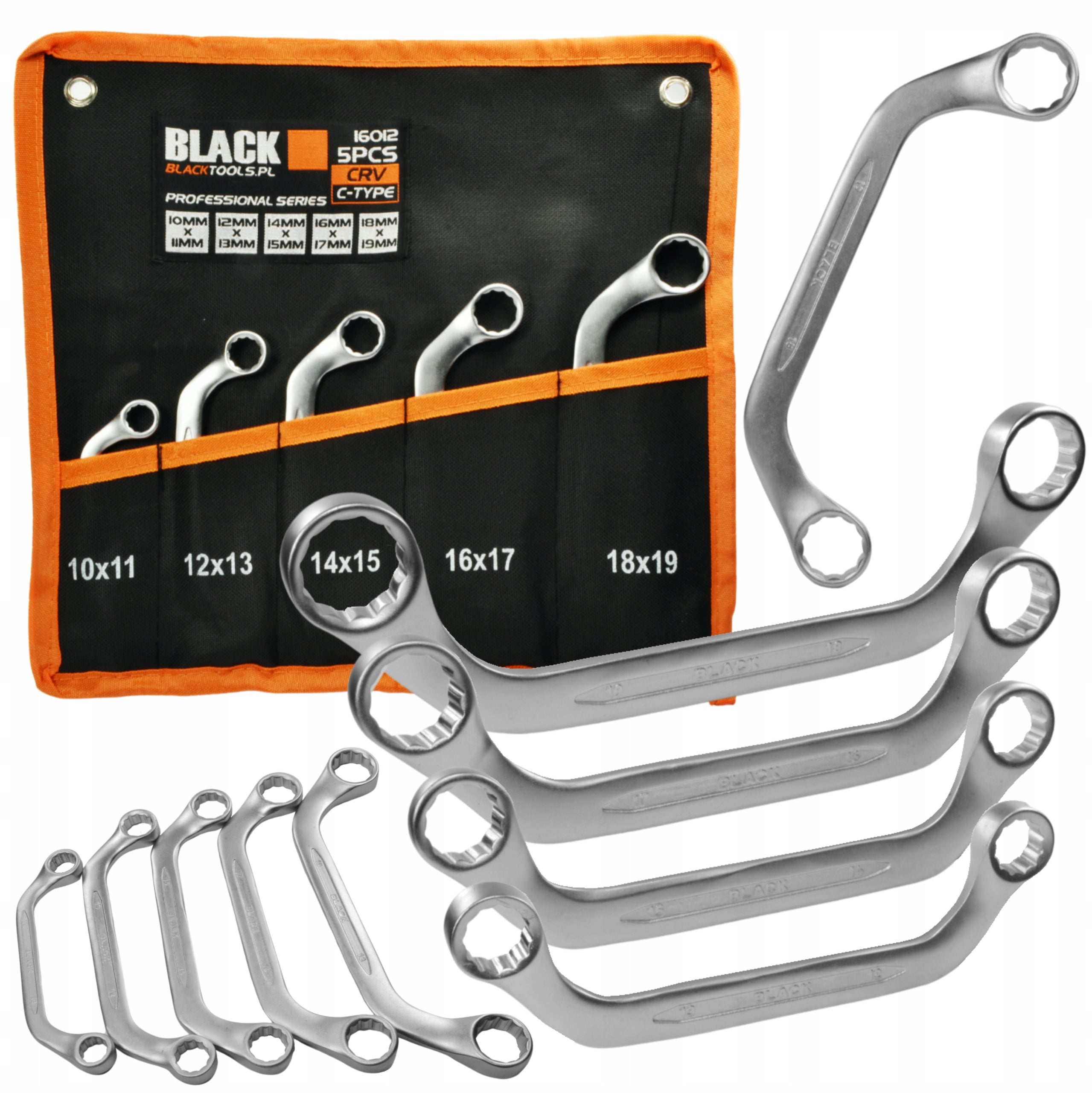 Alternator Box Wrenches Type C, Bent, 10-19mm