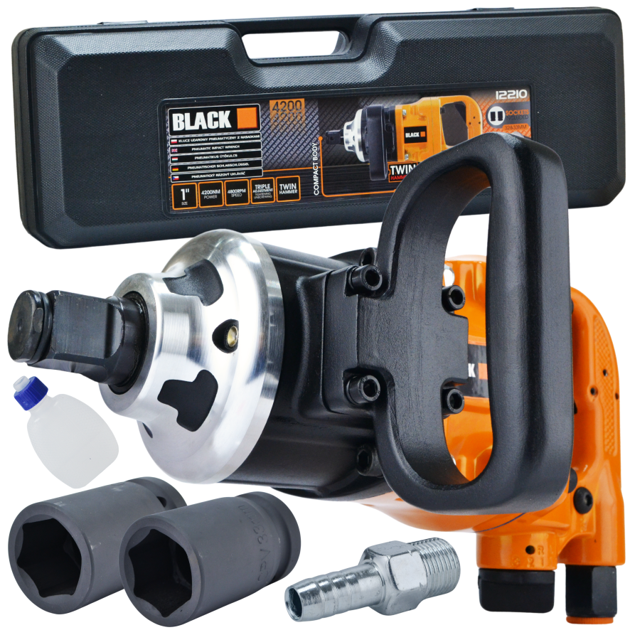 Professionaalne pneumaatiline löökmutrivõti 4200Nm koos 32mm ja 33mm padrunitega, Black