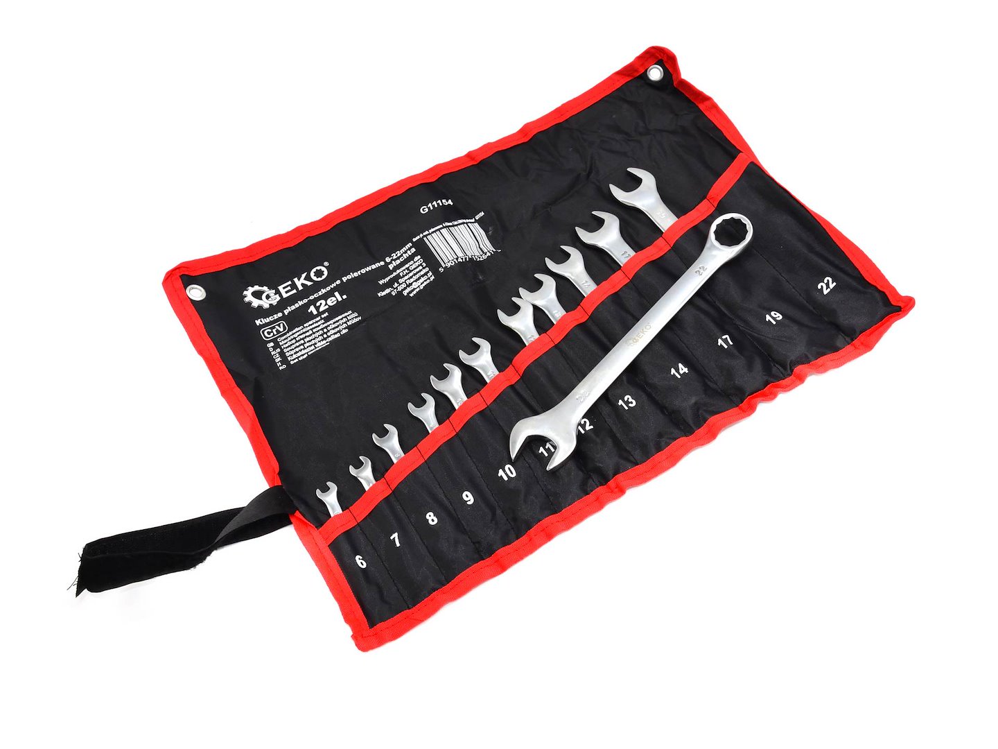 Polished Finish Combination Wrench/Spanner Set 6-22mm 12 pcs (Storage Roll)