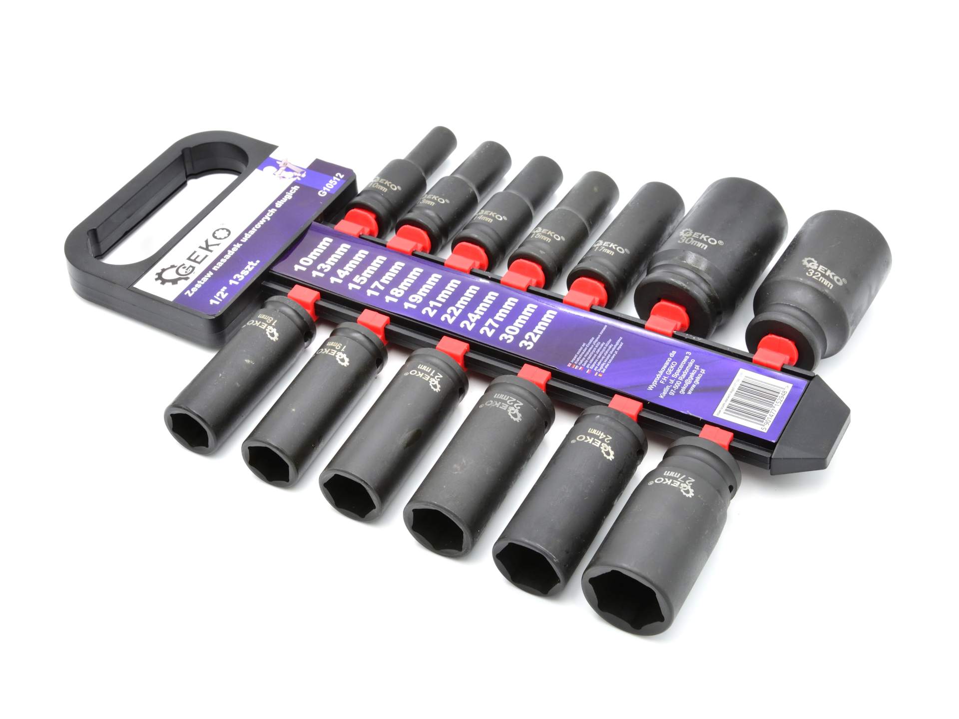 Long Impact Sockets Set 1/2" 10-32 mm (13 pcs)