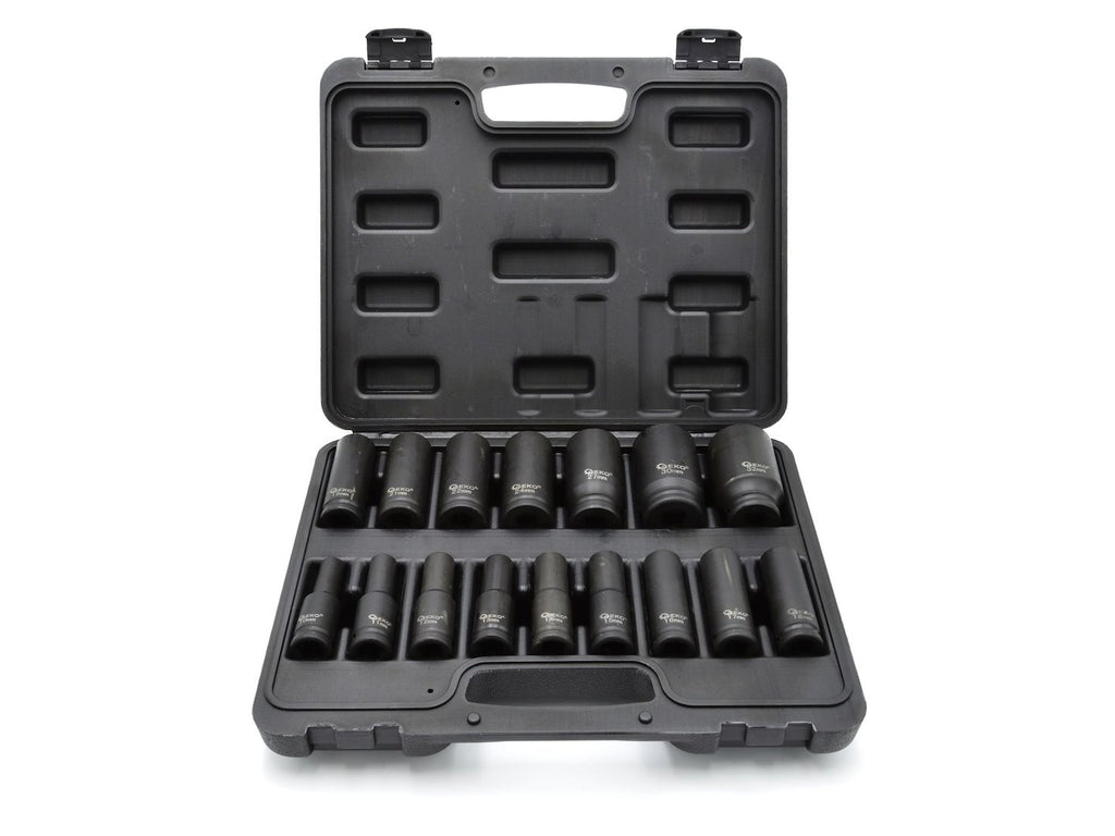Long Impact Sockets Set 1/2" 10-32 mm (16 pcs)