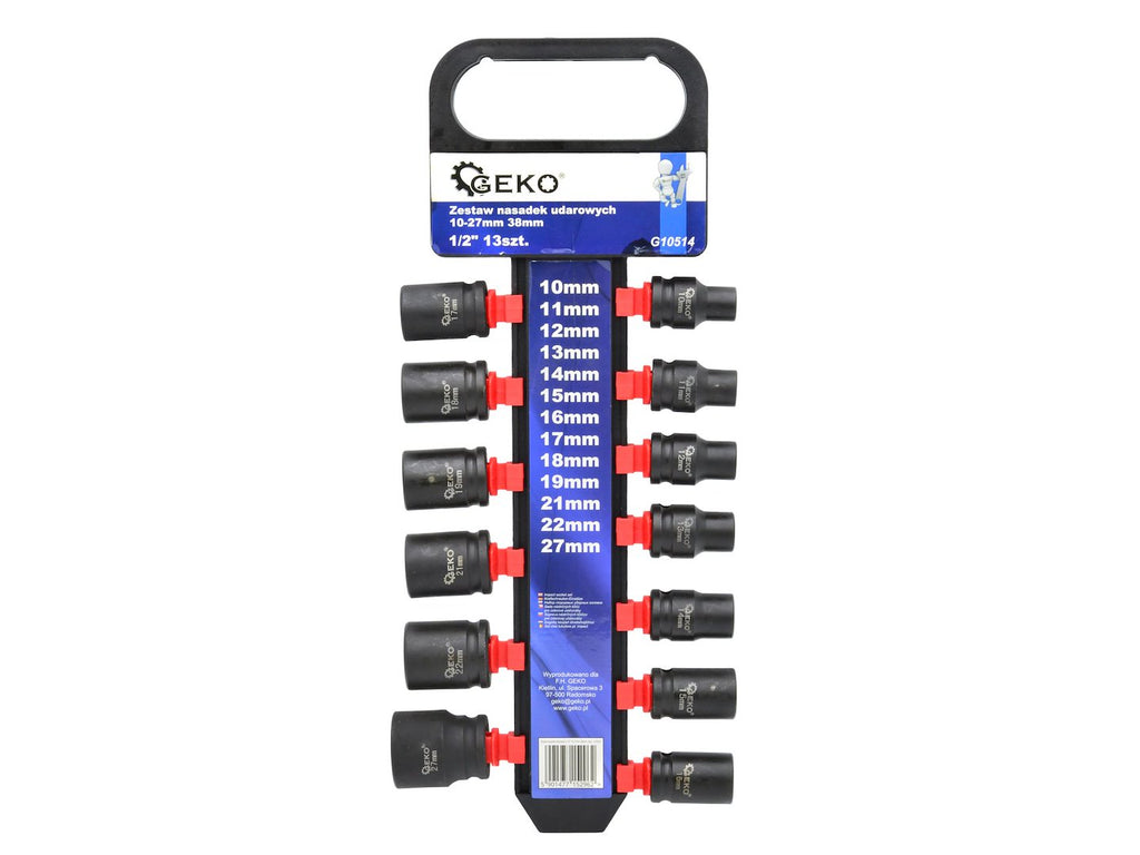 Impact Sockets Set 1/2" 10-27 mm 38 mm (13 pcs)