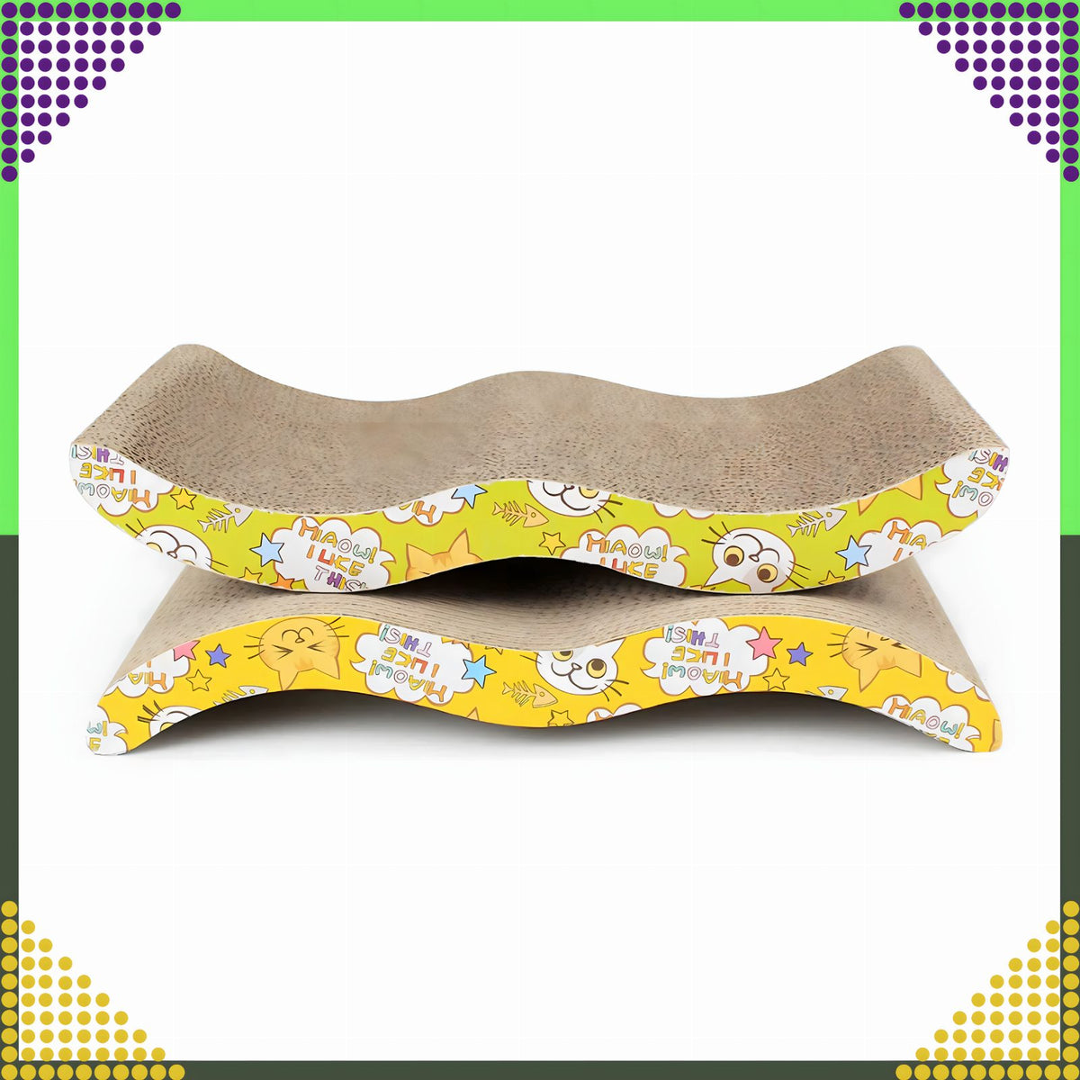Eco-Friendly Large Cardboard Cat Scratcher with Wave Design and Catnip