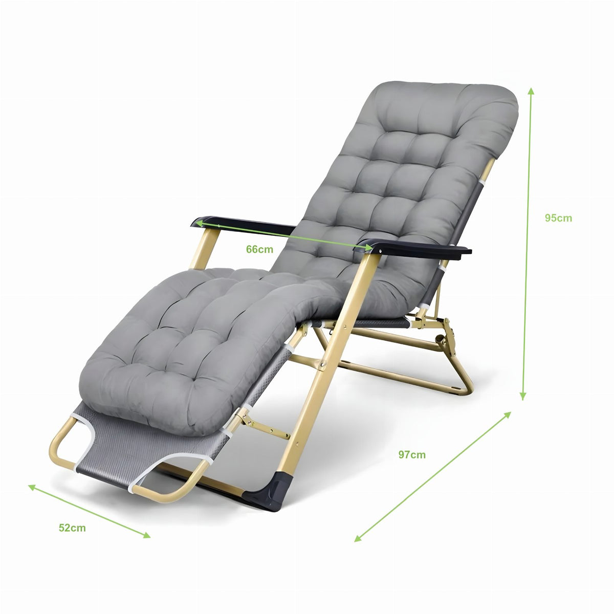 Kokkupandav aia- ja rannalamamistool padjaga 1124-GRY