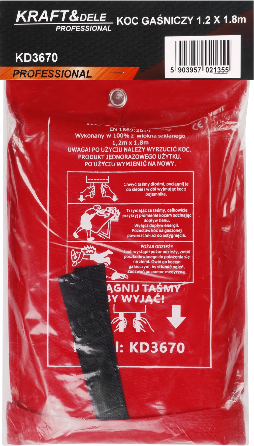 Fire blanket 1.2x1.8M fiberglass KD3670