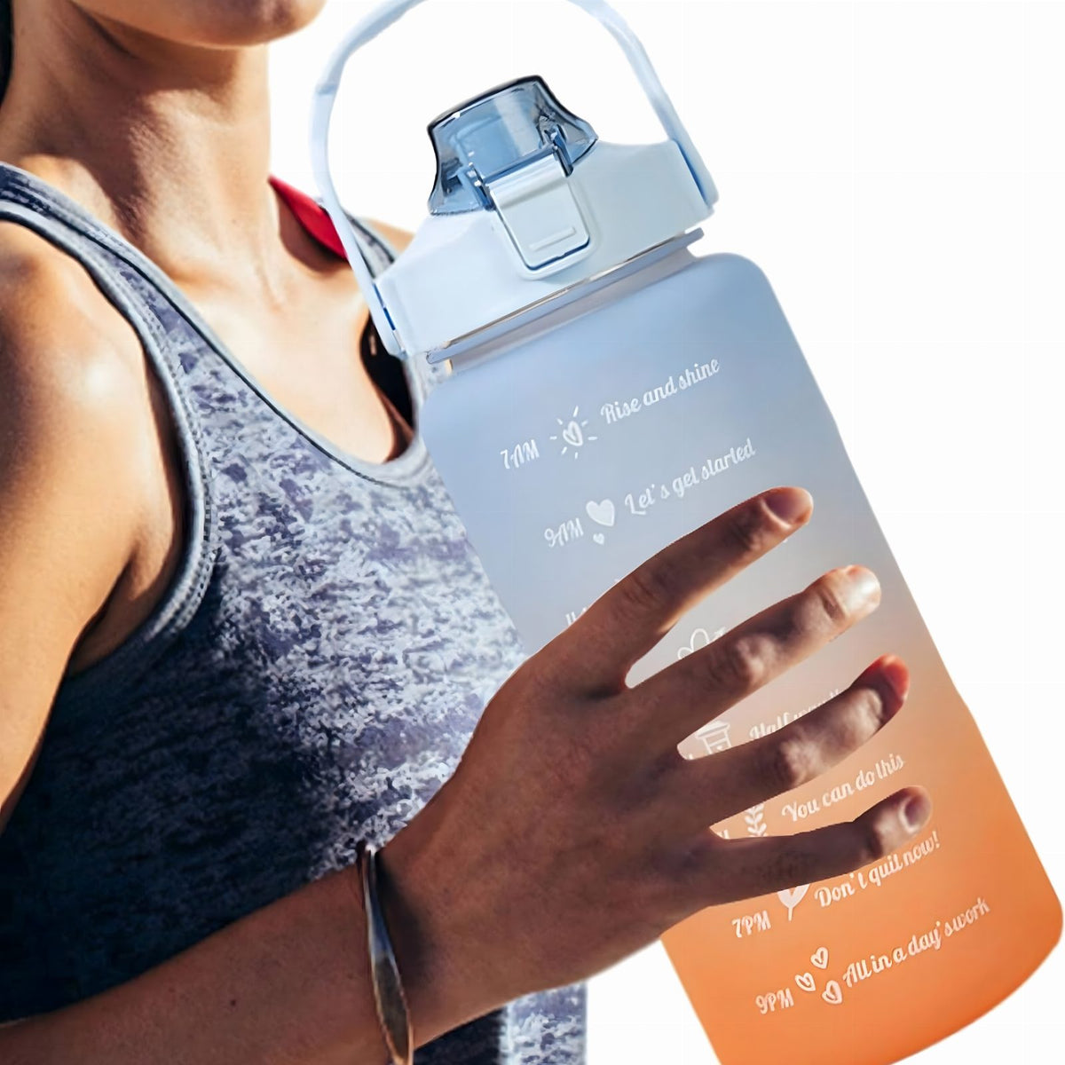 Motiveerivate ajamärgistega veepudel kõrre ja käepidemega 2 l RC-K-993
