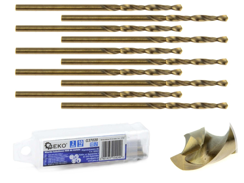HSS twist drill for metal with cobalt, 2 mm – Pack of 10