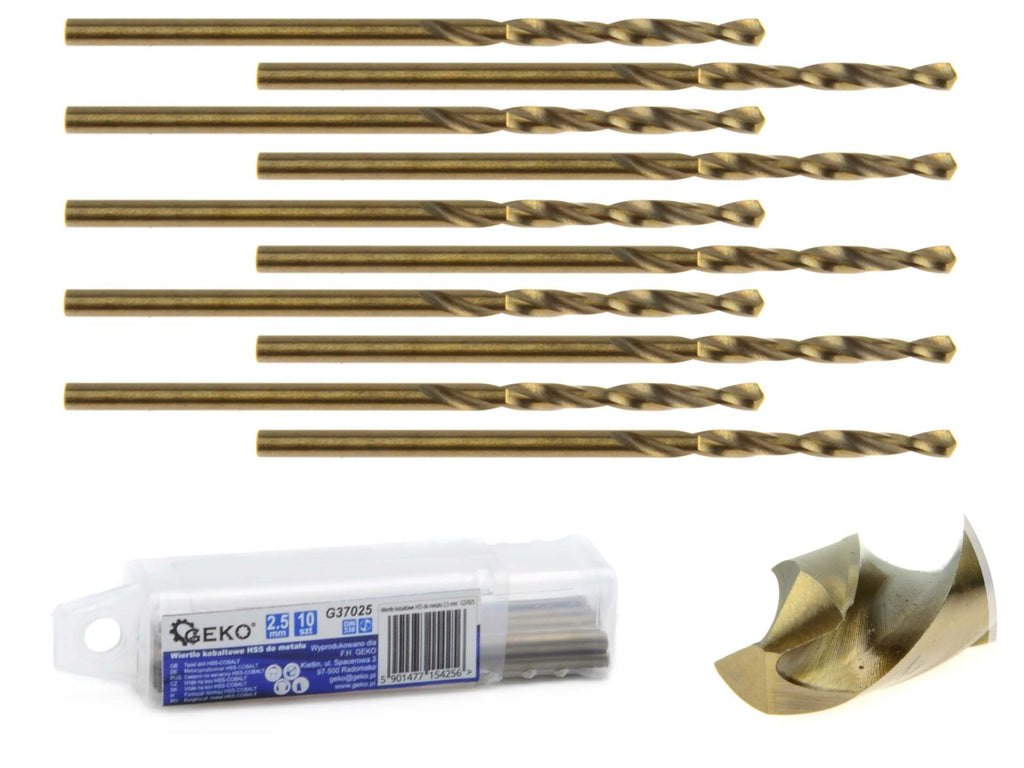 HSS cobalt twist drill for metal, 2.5 mm – Pack of 10