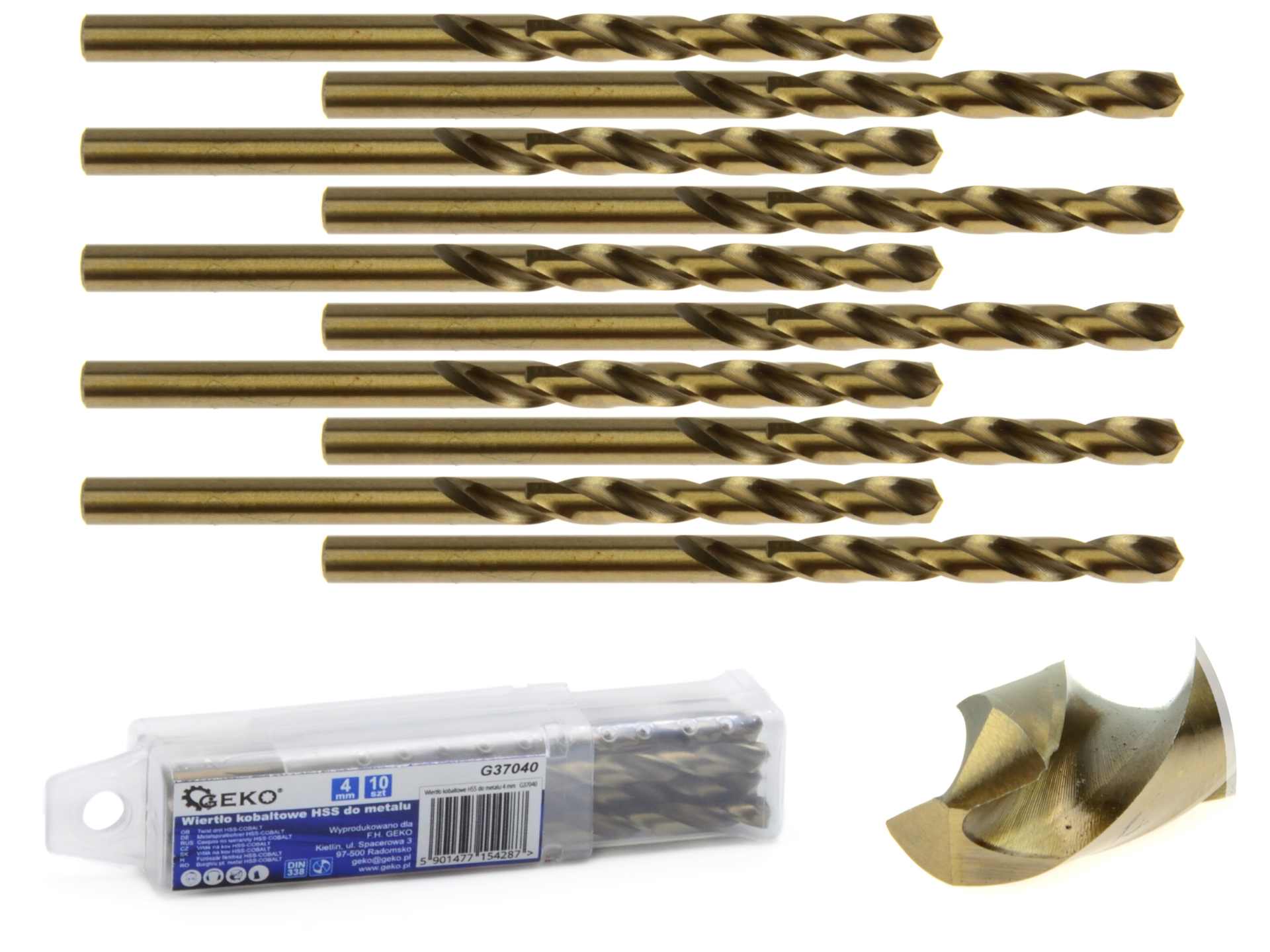 HSS cobalt twist drill for metal, 4 mm – Pack of 10