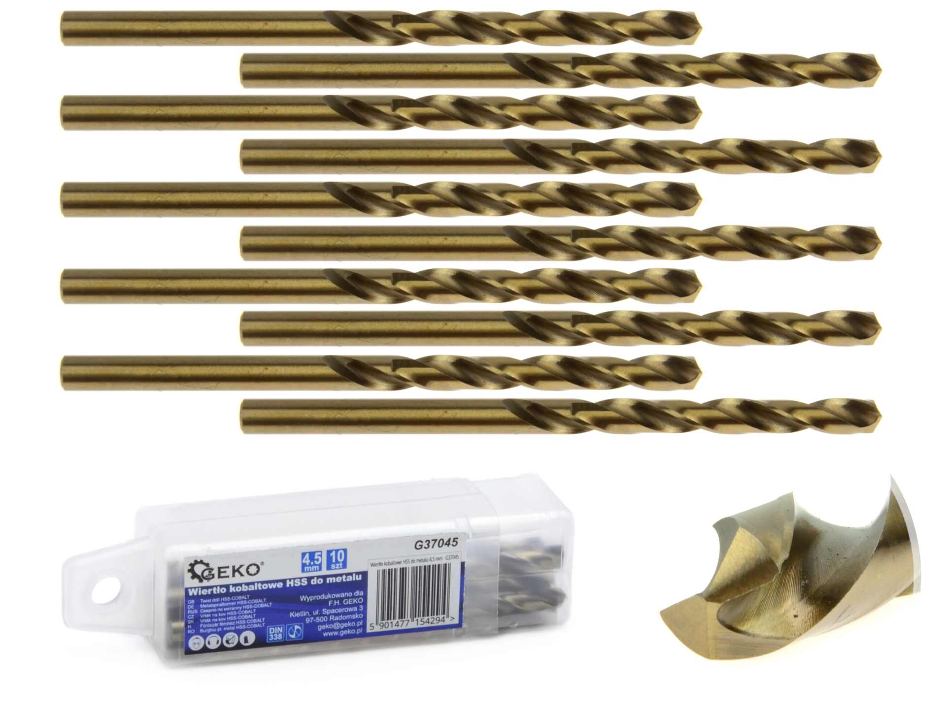 HSS twist drill for metal with cobalt 4.5 mm – Pack of 10