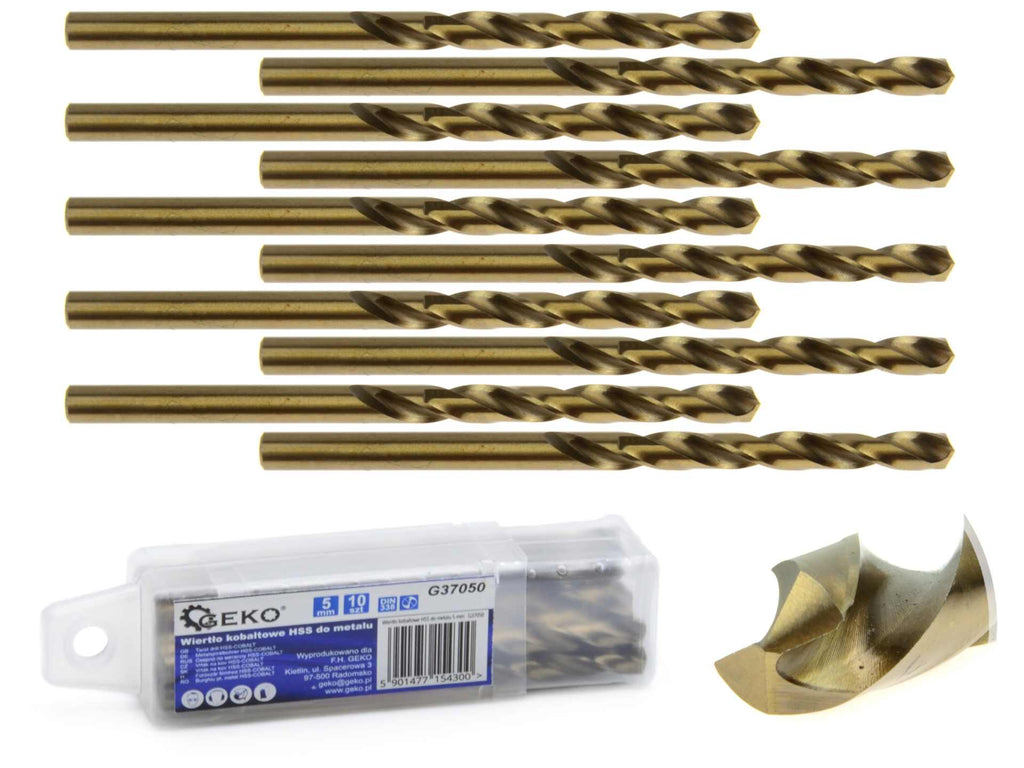 HSS twist drill for metal with cobalt, 5 mm – Pack of 10