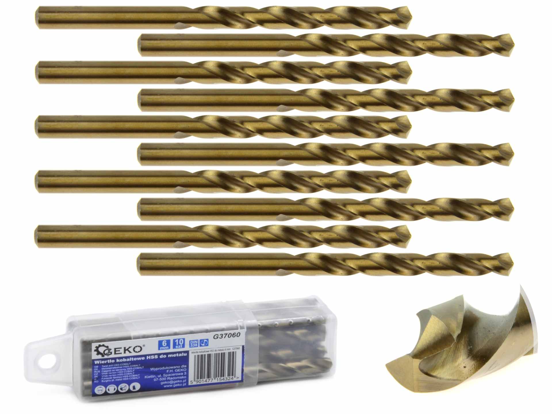 HSS twist drill for metal with cobalt, 6 mm – Pack of 10